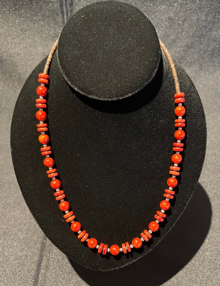Zuni 3 Strand Heishi Bead Turquoise Coral Amethyst Lapis Animal Fetish Necklace