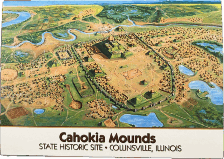 Cahokia Mounds Painting Prehistoric Civilization Post Card